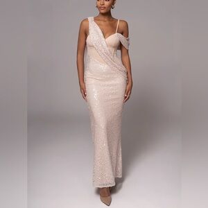 NWT Jluxlabel AMANI DRAPED SEQUIN MAXI DRESS